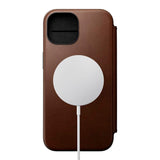 iPhone 15 Nomad Modern Leather Folio Case - MagSafe Compatible - Brown