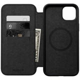 iPhone 15 Plus Nomad Modern Leather Folio Case - MagSafe Compatible - Black