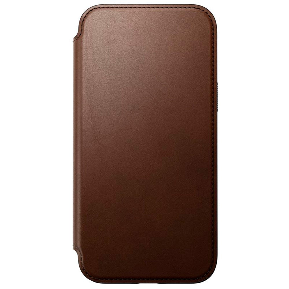 iPhone 15 Plus Nomad Modern Leather Folio Case - MagSafe Compatible - Brown