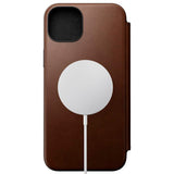 iPhone 15 Plus Nomad Modern Leather Folio Case - MagSafe Compatible - Brown