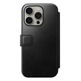 iPhone 15 Pro Nomad Modern Horween Leather Folio Case - MagSafe Compatible - Black