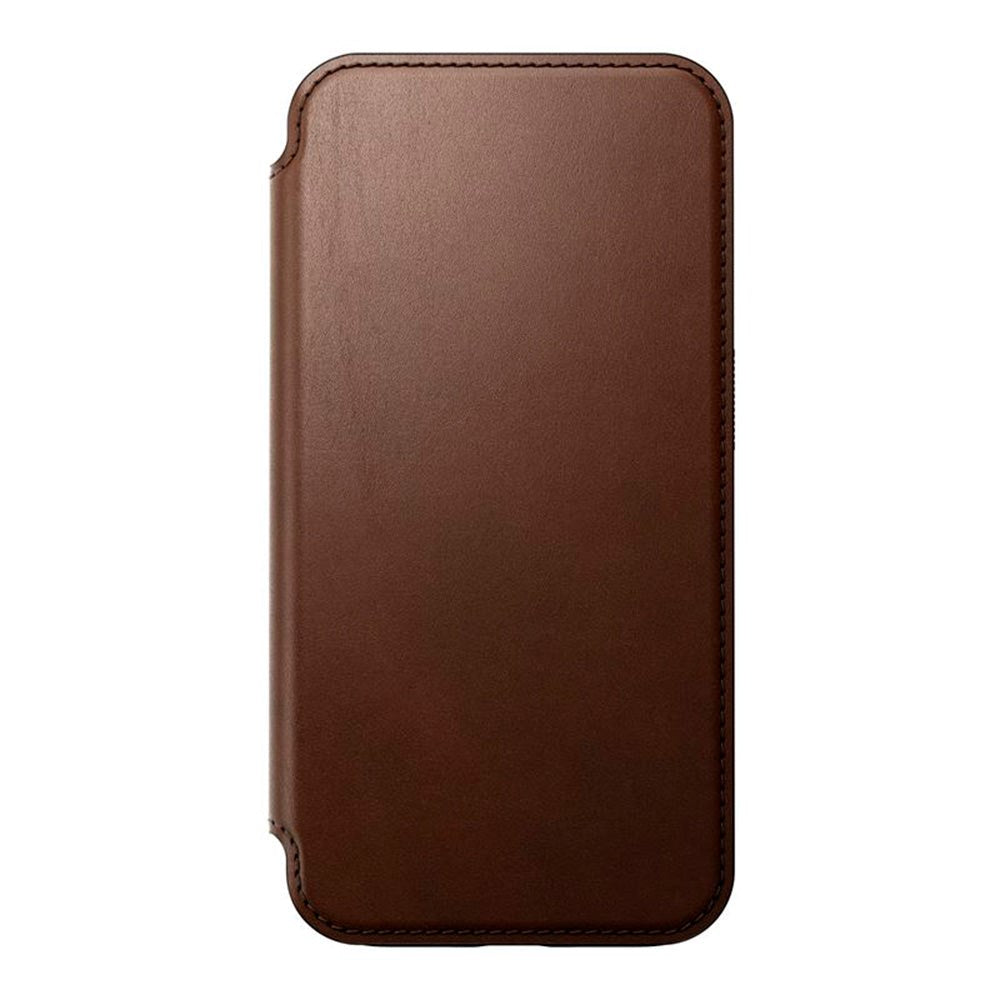 iPhone 15 Pro Nomad Modern Leather Folio Case - MagSafe Compatible - Brown