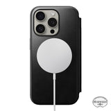 iPhone 15 Pro Max Nomad Modern Horween Leather Folio Case - MagSafe Compatible - Black