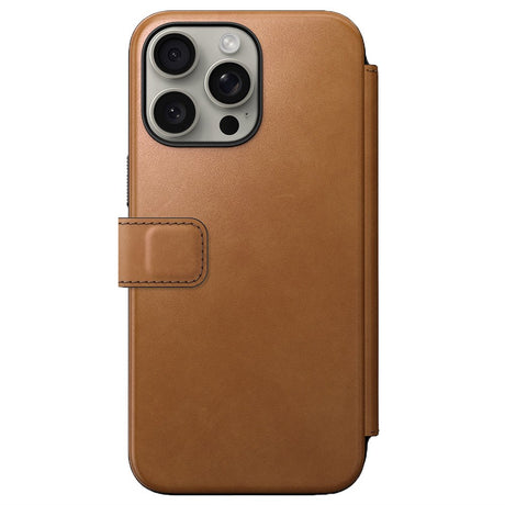 iPhone 15 Pro Max Nomad Modern Leather Folio Case - MagSafe Compatible - Tan