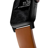 Nomad Apple Watch (42/44/SE/45/46/49mm) Modern Band Strap - English Tan / Black Hardware