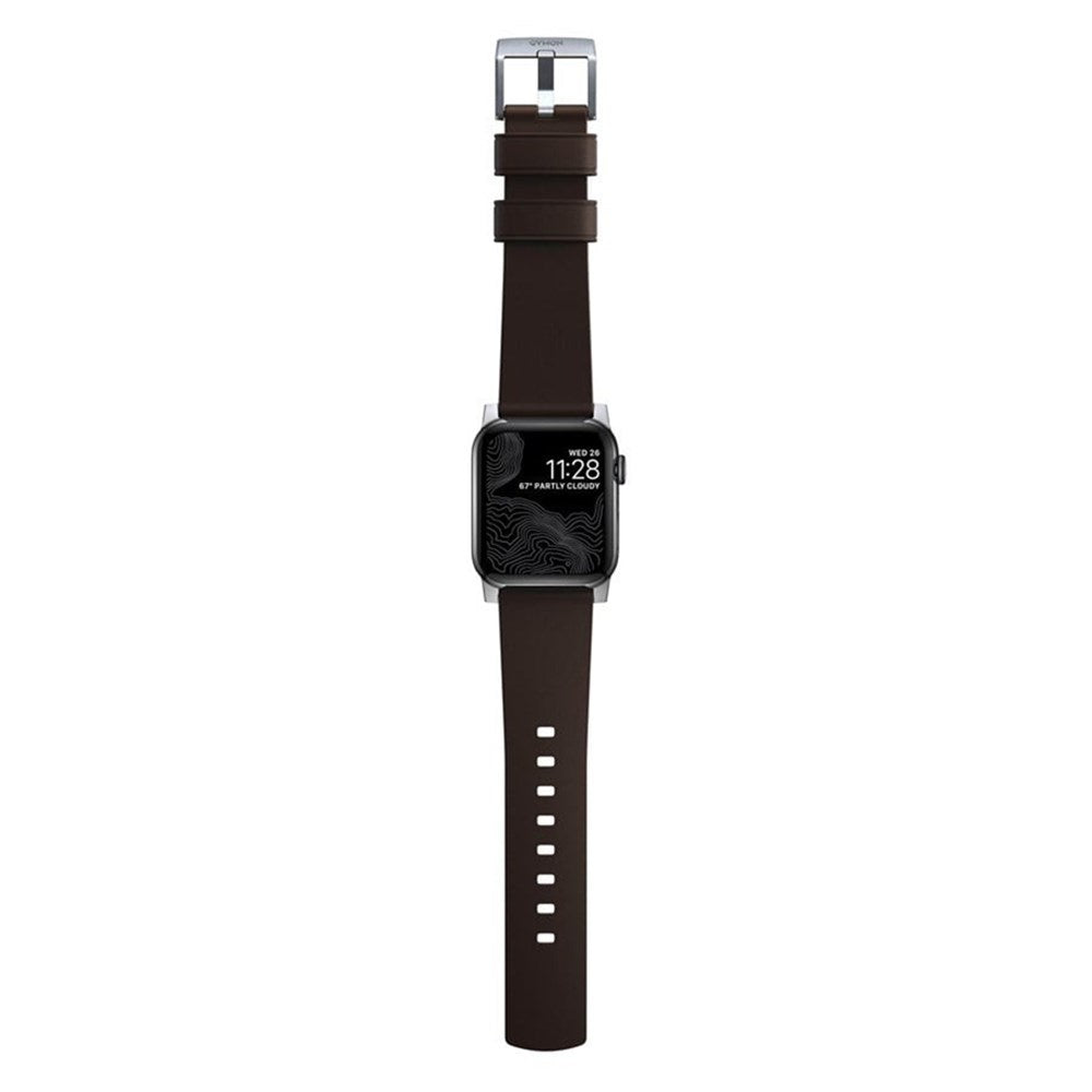 Nomad Apple Watch (42/44/SE/45/46/49mm) Active Band Pro Strap - Classic Brown / Silver Hardware