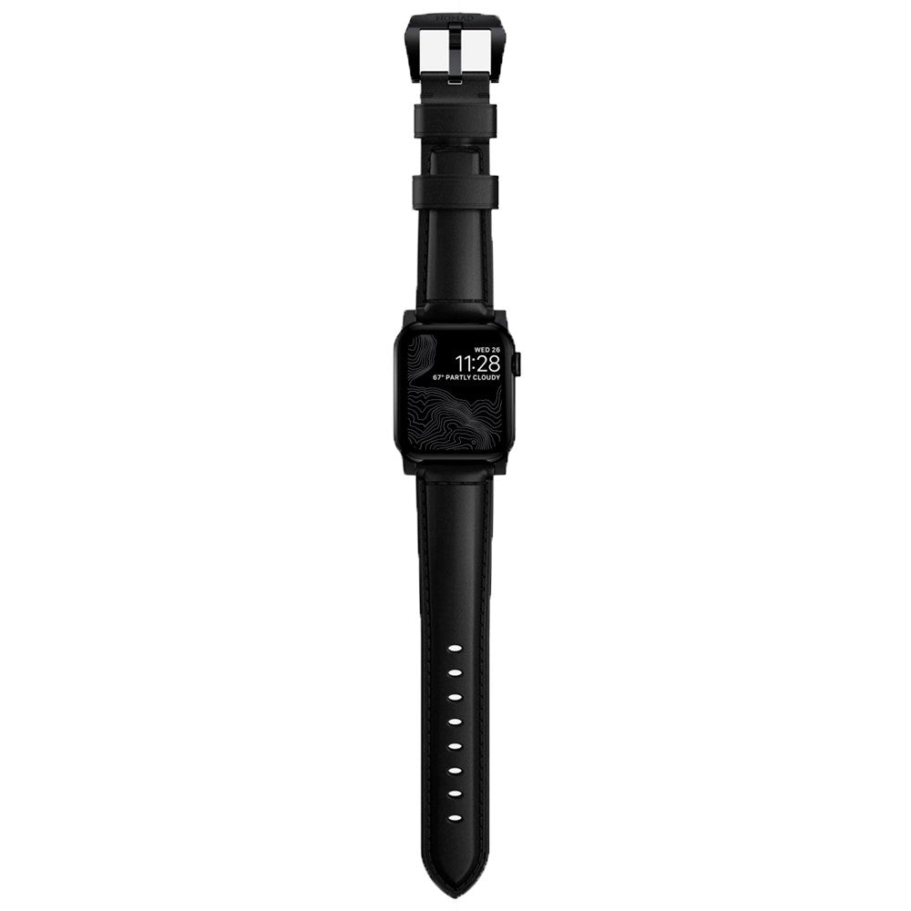 Nomad Apple Watch (38/40/SE/41/42mm) Traditional Horween Band Strap - Black  / Black Hardware