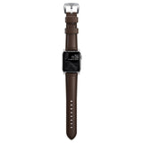 Nomad Apple Watch (42/44/SE/45/46/49mm) Traditional Horween Band Strap - Rustic Brown / Silver Hardware