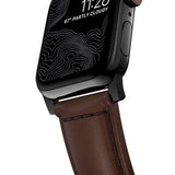 Nomad Apple Watch (42/44/SE/45/46/49mm) Traditional Horween Band Strap - Rustic Brown / Black Hardware