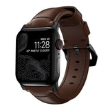 Nomad Apple Watch (42/44/SE/45/46/49mm) Traditional Horween Band Strap - Rustic Brown / Black Hardware