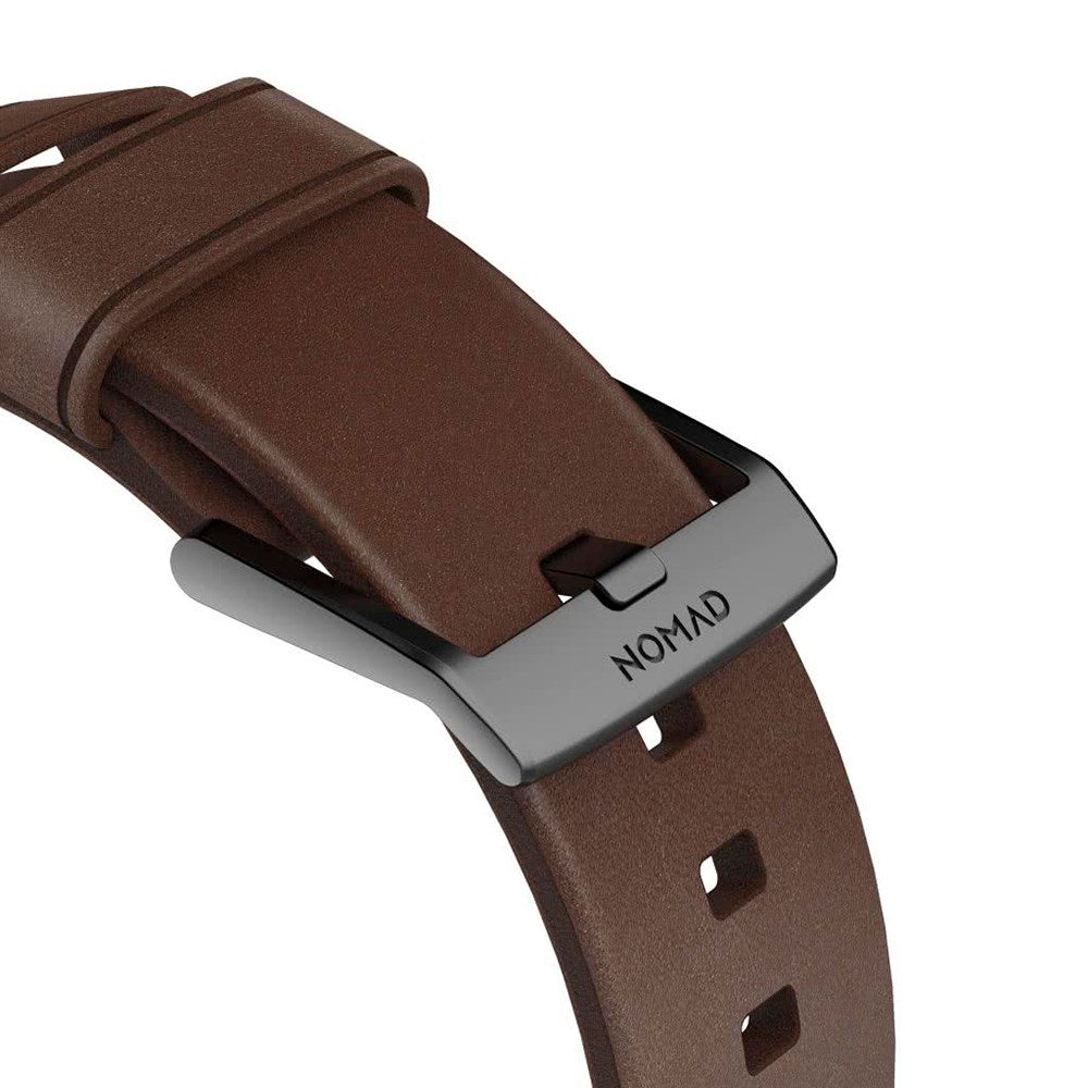 Nomad Apple Watch (38/40/SE/41/42mm) Modern Horween Band Strap - Rustic Brown / Black Hardware