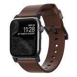 Nomad Apple Watch (38/40/SE/41/42mm) Modern Horween Band Strap - Rustic Brown / Black Hardware