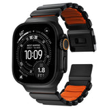 Apple Watch (42 / 44 / SE / 45 / 46 / 49mm) Nomad Stratos Band - Black Titanium - Ultra Orange