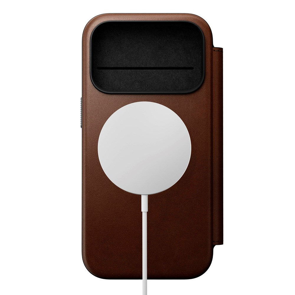Nomad iPhone 17 Pro Modern Leather Folio Case - MagSafe Compatible - Brown