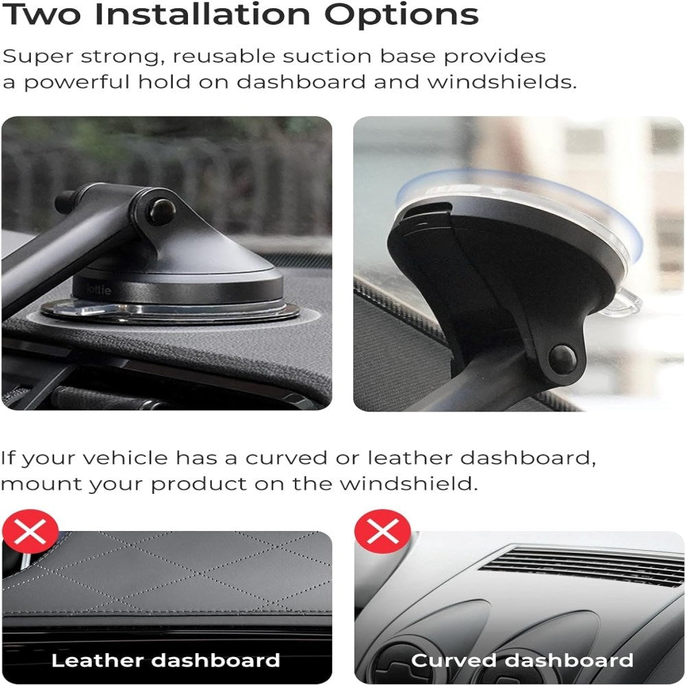 iOttie Velox Qi2 Car Mount with Wireless Charger - Dashboard / Windshield - MagSafe Compatible - Black