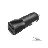 Fixed Dual Car charger 15W with 2 x USB-A - Black