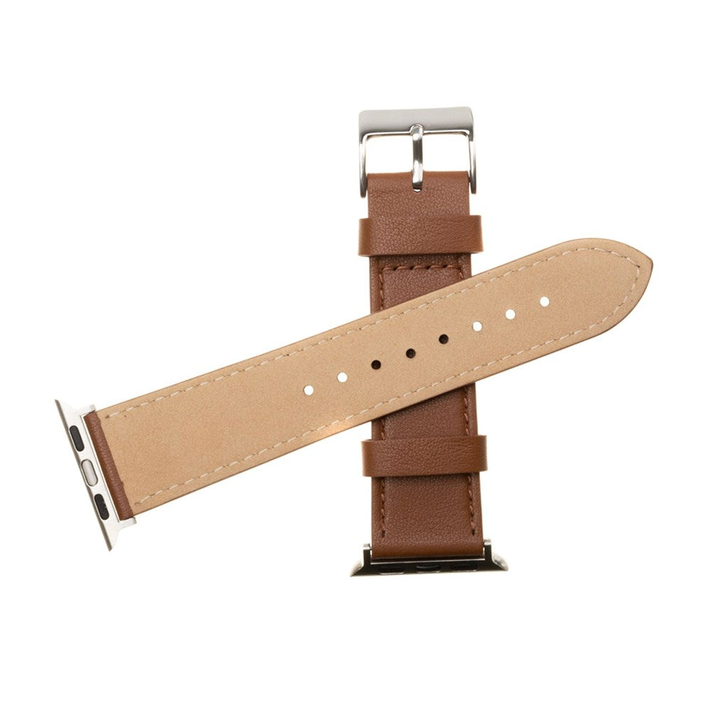 Fixed Apple Watch (42/44/SE/45/46/49mm) Genuine Leather Strap - Brown