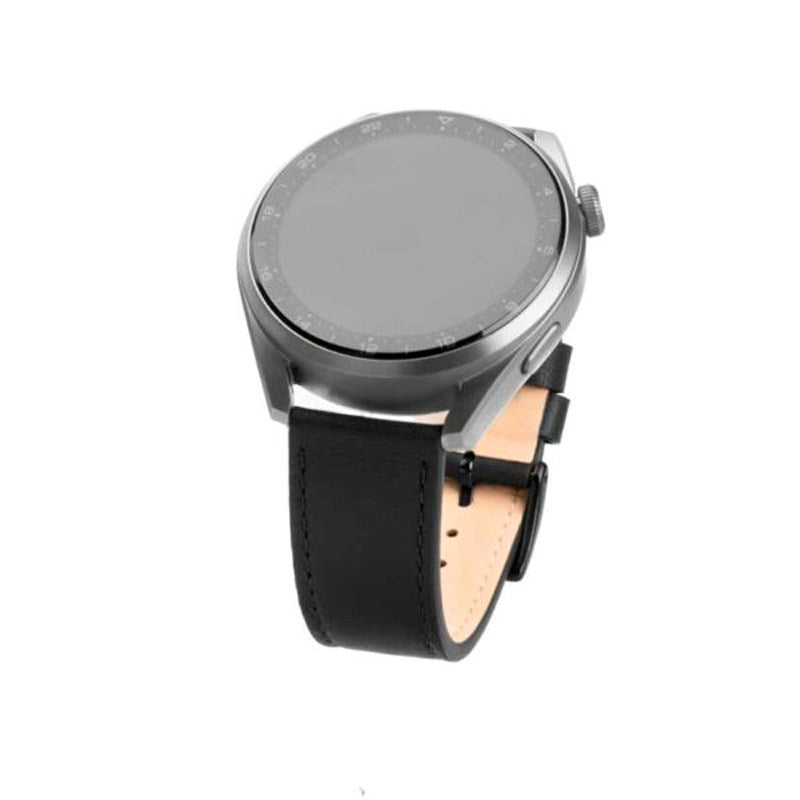 Fixed Universal Smartwatch Genuine Leather Strap (22mm) - Black