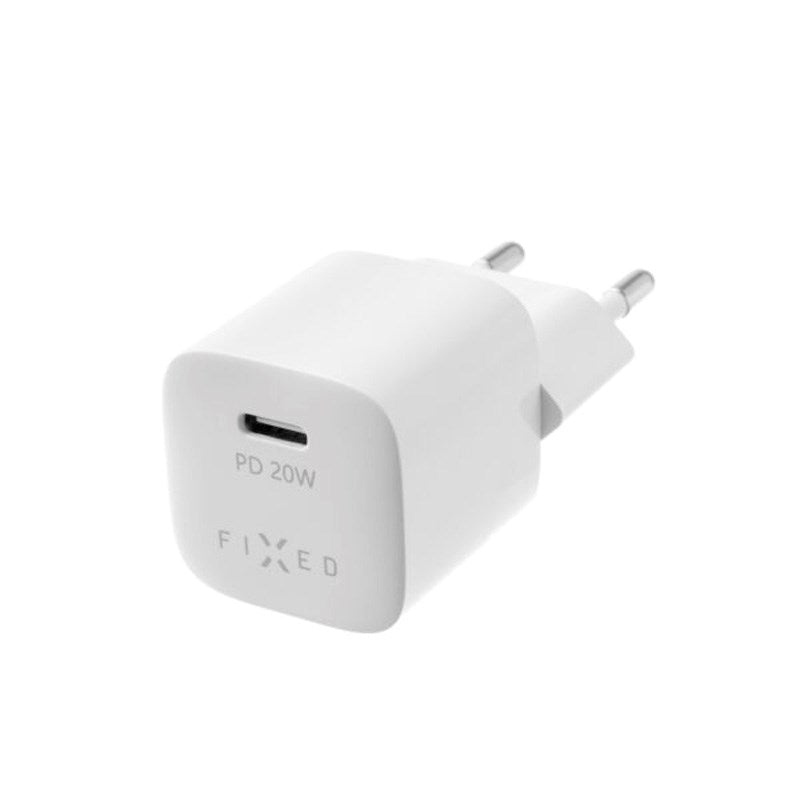 Fixed Mini Wall Charger with 1x USB-C / 1x USB-C Cable 20W - 1m - White