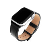 Apple Watch (38 / 40 / SE / 41 / 42mm) Fixed Genuine Leather Strap - Black