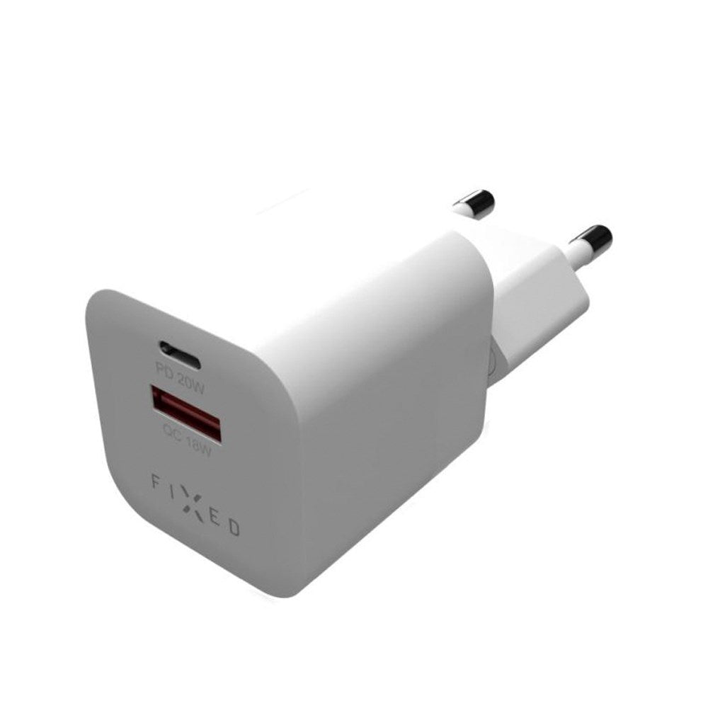 Fixed Mini Wall Charger 20W w. USB-A & USB-C - White