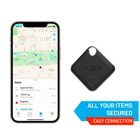 Fixed Tag - Bluetooth GPS Tracker - Apple Find My Compatible - Black