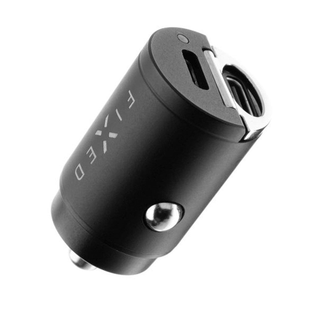 Fixed PD Car Charger 30W - 2x USB-C - USB-C to USB-C Cable - Black