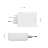 Fixed GaN 100W Wall Charger with 3x USB-C / 1x USB-A - White
