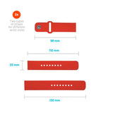 Fixed Universal Smartwatch Sporty Silicone Strap (20mm) - Red