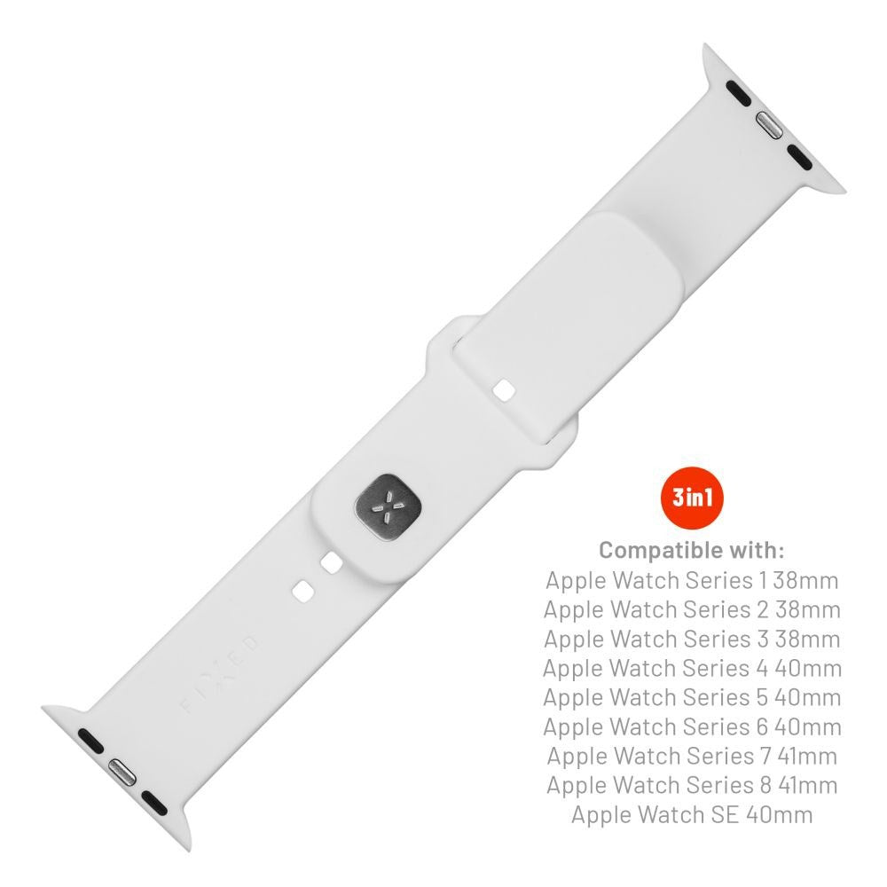 Fixed Apple Watch (38/40/SE/41/42mm) Sporty Silicone Strap Set - White