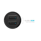 Fixed Mini Car Charger 2x USB-A 15W - Black
