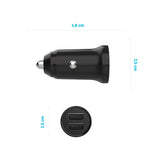 Fixed Mini Car Charger 2x USB-A 15W - Black