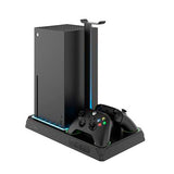 Fixed Xbox Series S/X Stand w. Cooling & 2 x Controller Charging Slots - Black