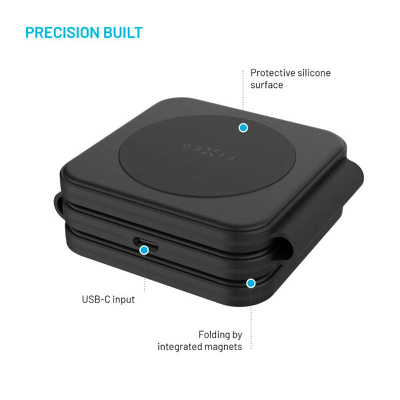 Fixed Flex 3-in-1 Wireless Charger with USB-C - Foldable Design - Black