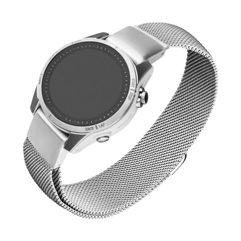 Fixed Universal Garmin 20mm QuickFit Mesh Metal Strap - Silver