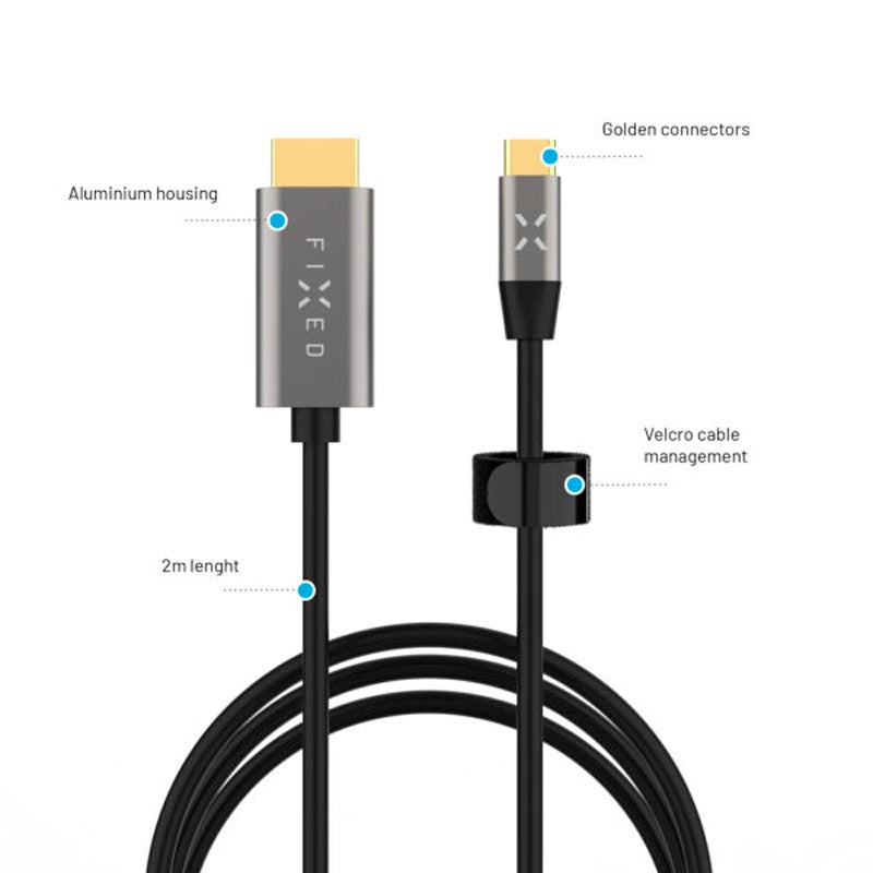 Fixed USB-C to HDMI Cable 4K / 60 Hz - 2m - Black