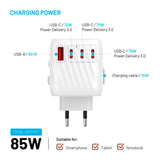 Fixed Universal Travel Adapter 85W EU / UK / USA / AUS - White