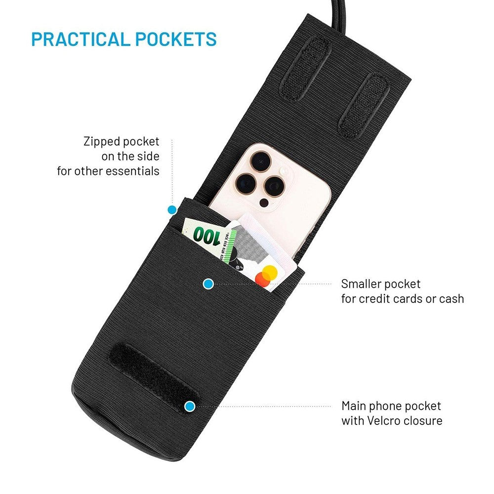 Fixed Mobile Bag with Pocket (100 x 178 mm) - Black