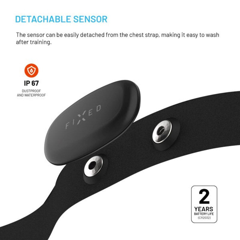 Fixed Heart Rate Monitor with Chest Strap (HR & HRV) - Black