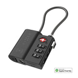 Fixed GPS & Bluetooth Tracker - TSA Approved Padlock - Apple Find My Compatible - Black