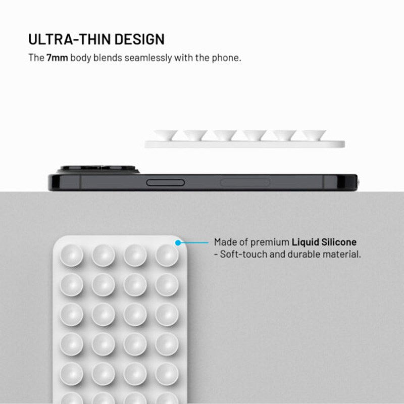 Fixed MagMate Phone Holder - Silicone Suction Cup - MagSafe Compatible - White