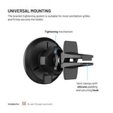 Fixed Car Phone Holder with 15W Wireless Charging - Ventilation Grille - Black