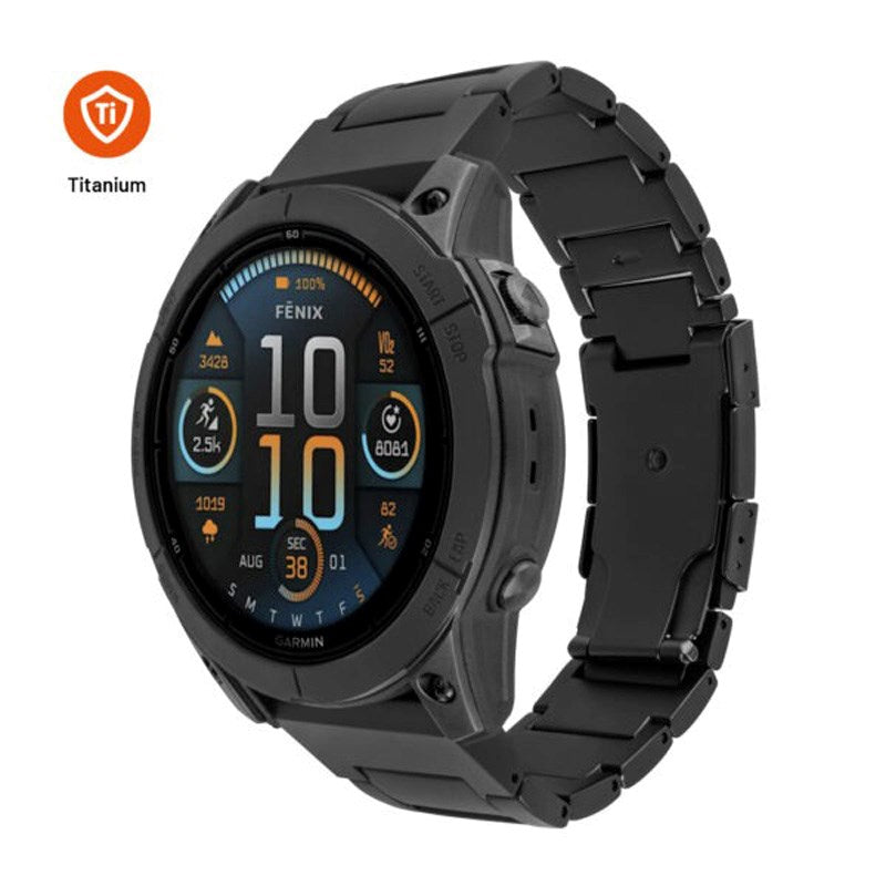 Fixed Universal Garmin 22mm QuickFit Titanium Strap - Black