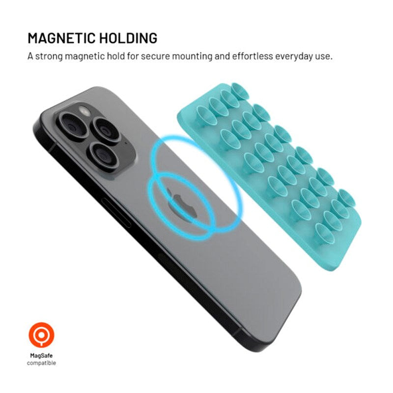 Fixed MagMate Phone Holder - Silicone Suction Cup - MagSafe Compatible - Turquoise
