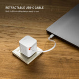Fixed 65W USB-C Wall Charger with Retractable USB-C Cable - White
