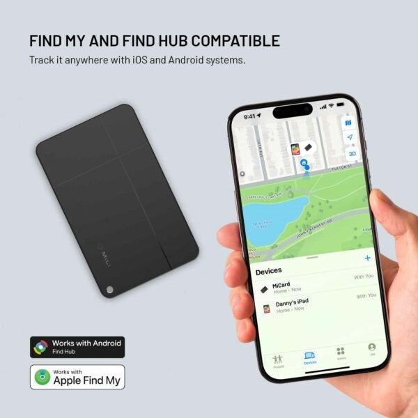 Fixed MiCard GPS Tracker for Apple & Android - Black
