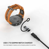 Fixed USB-C Cable for Garmin Smartwatch Adapter - Black