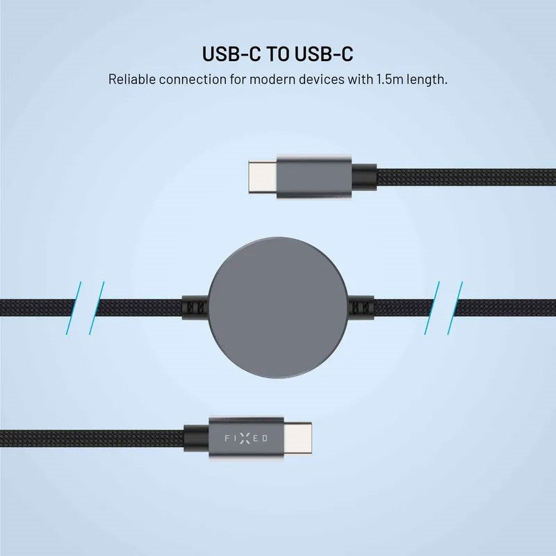 Fixed USB-C Charging Cable for Apple Watch & Samsung Galaxy Watch - 1.5m - Black