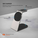 Fixed 3-in-1 Wireless Apple Charger - MagSafe / Qi2 Compatible - Grey