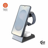Fixed 3-in-1 Wireless Samsung Charger - MagSafe / Qi2 Compatible - Grey